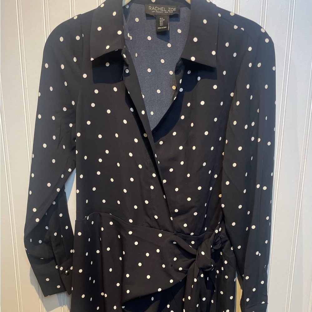 Rachel Zoe Black Polka Dot Wrap Dress